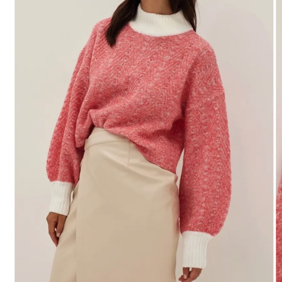 026 LOVE BONITO Marisol Herringbone Jacquard Wool Blend Sweater NWT - Picture 1 of 6